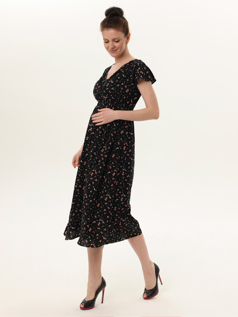 12501 МамаЭксперт Платье для беременных и кормящих женщин с коротким рукавом