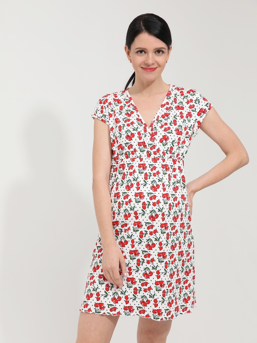 07504 FEST Сорочка для беременных и кормящих женщин с печатью, с коротким рукавом